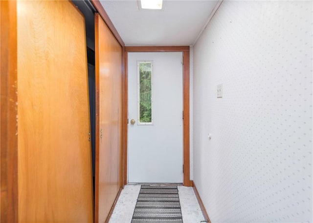 2555 Cole Rd, Marshall, PA 15090 - doorway to outside featuring wallpapered walls