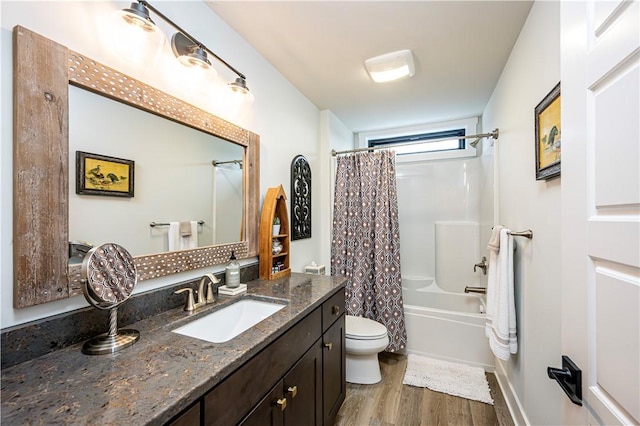 1006 Sweetgum Ct, Penn Twp Wml, PA 15644 - full bathroom with vanity, toilet, wood finished floors, and shower / tub combo with curtain