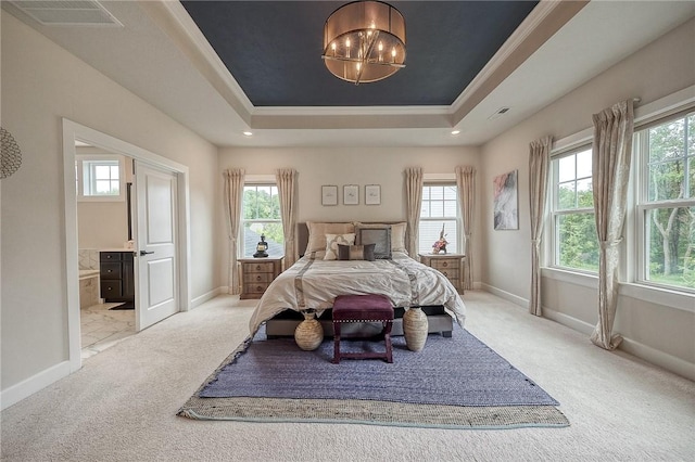 1703 Stevensan, Franklin Park, PA 15143 - carpeted bedroom with a raised ceiling, multiple windows, baseboards, and ornamental molding