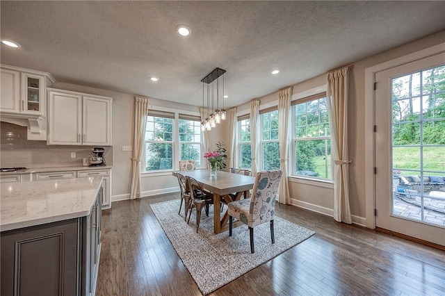 1703 Stevensan, Franklin Park, PA 15143 - dining area featuring baseboards, a textured ceiling, dark wood-type flooring, and recessed lighting
