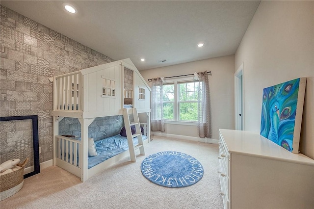 1703 Stevensan, Franklin Park, PA 15143 - bedroom with light colored carpet, baseboards, recessed lighting, and a fireplace