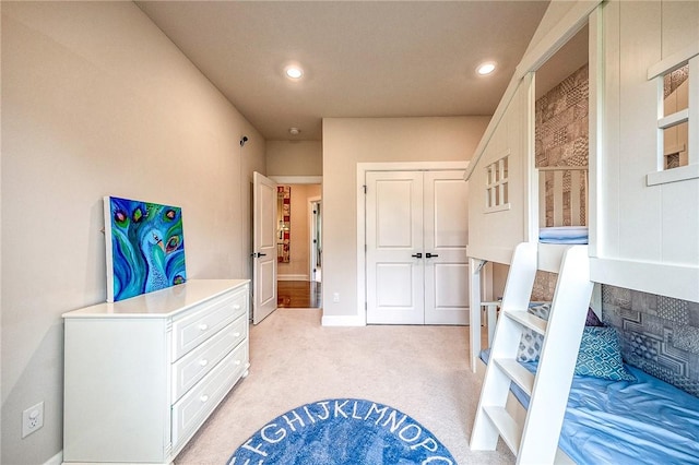 1703 Stevensan, Franklin Park, PA 15143 - bedroom with light carpet, recessed lighting, baseboards, and a closet