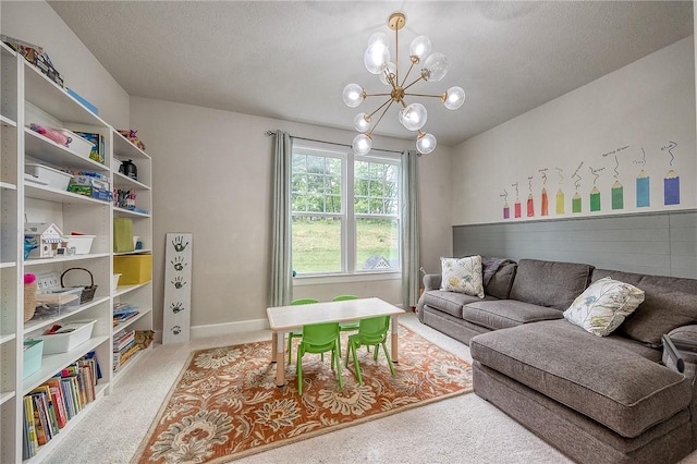 1703 Stevensan, Franklin Park, PA 15143 - carpeted living area with a chandelier and baseboards