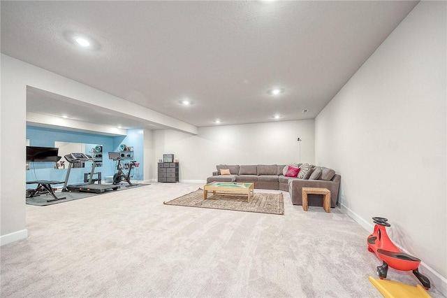1703 Stevensan, Franklin Park, PA 15143 - living room with baseboards, carpet, and recessed lighting