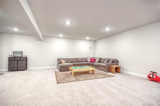1703 Stevensan, Franklin Park, PA 15143 - living room featuring baseboards, carpet, and recessed lighting