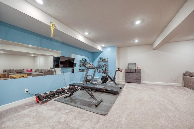 1703 Stevensan, Franklin Park, PA 15143 - exercise area with carpet flooring, recessed lighting, baseboards, and a textured ceiling