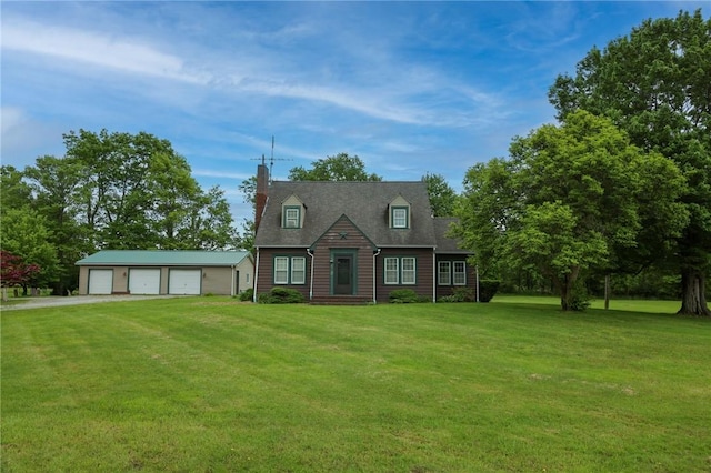 1778 Mercer Rd, Lake Twp, PA 16133 - cape cod house with a garage, a front lawn, and a chimney