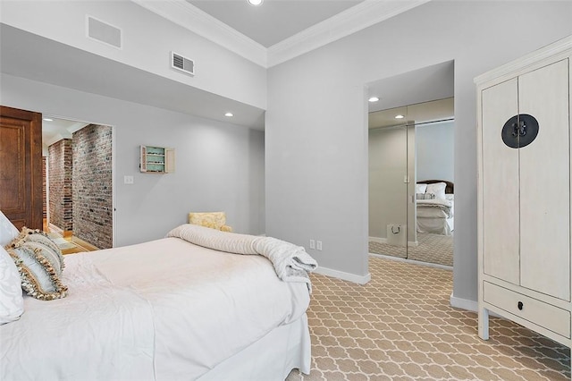 6015 Walnut St Unit 201, Shadyside, PA 15206 - bedroom featuring ornamental molding, recessed lighting, baseboards, and light colored carpet
