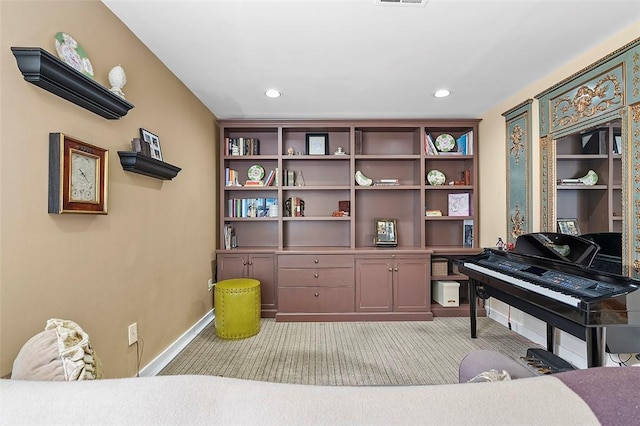 6015 Walnut St Unit 201, Shadyside, PA 15206 - living area featuring light colored carpet, baseboards, and recessed lighting