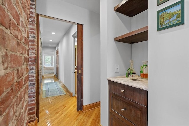 6015 Walnut St Unit 201, Shadyside, PA 15206 - corridor with light wood-style flooring, recessed lighting, and baseboards