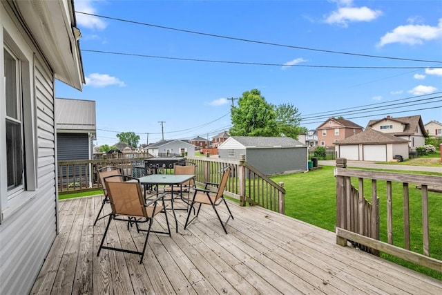 1217 Princeton Ave, Natrona Hts/Harrison Twp, PA 15065 - wooden terrace with outdoor dining area, a residential view, and a yard