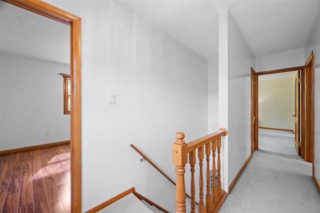 61 Ehle Ave, Kennedy Twp, PA 15108 - hall with an upstairs landing, baseboards, and wood finished floors