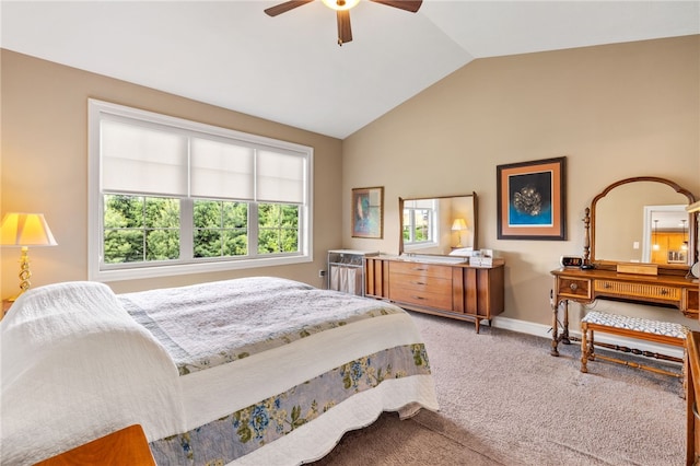 209 Lucca Ln, Upper St Clair, PA 15241 - bedroom with vaulted ceiling, carpet floors, baseboards, and ceiling fan