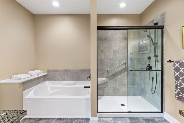 209 Lucca Ln, Upper St Clair, PA 15241 - full bath with a garden tub, a shower stall, and recessed lighting