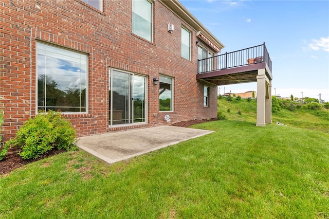209 Lucca Ln, Upper St Clair, PA 15241 - rear view of house with a yard, a patio, a deck, and brick siding