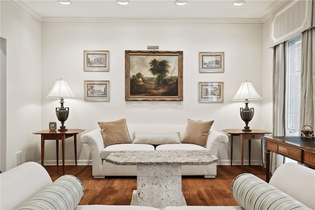 202 N Woodland Rd, Shadyside, PA 15232 - sitting room featuring baseboards, wood finished floors, crown molding, and recessed lighting