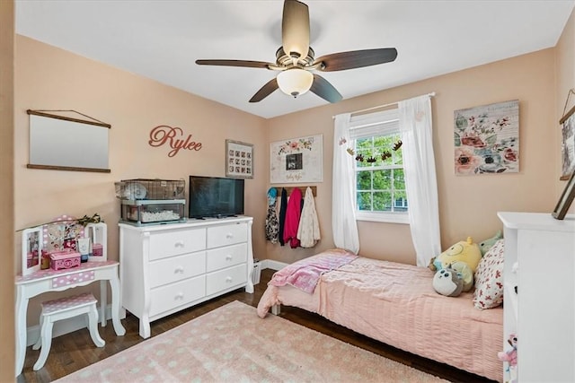 6003 Kingston Dr, Hopewell Twp Bea, PA 15001 - bedroom with dark wood-style flooring and ceiling fan