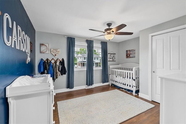 6003 Kingston Dr, Hopewell Twp Bea, PA 15001 - bedroom with dark wood-type flooring, ceiling fan, and baseboards