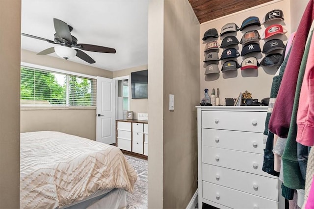 6003 Kingston Dr, Hopewell Twp Bea, PA 15001 - bedroom featuring wooden ceiling and a ceiling fan