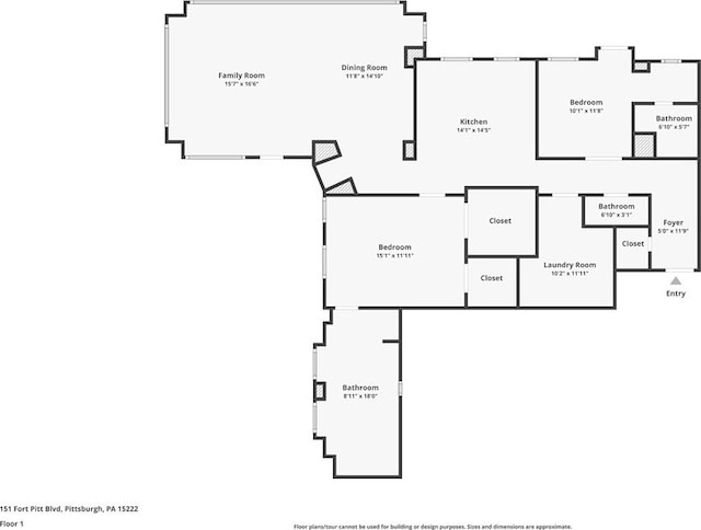 151 Fort Pitt Blvd Unit 1703, Downtown Pgh, PA 15222 - room layout
