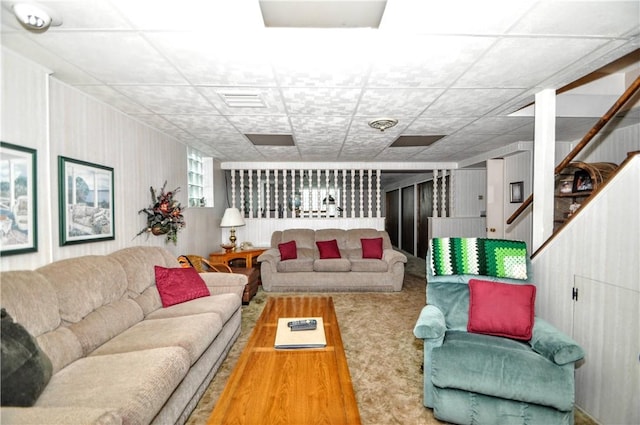 1513 Marion Ave, Monessen, PA 15062 - carpeted living room featuring stairway