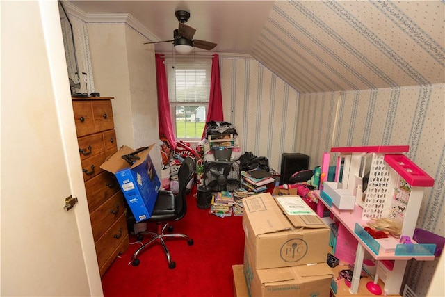 1019 Boulder St, California, PA 15419 - rec room with ceiling fan and carpet flooring