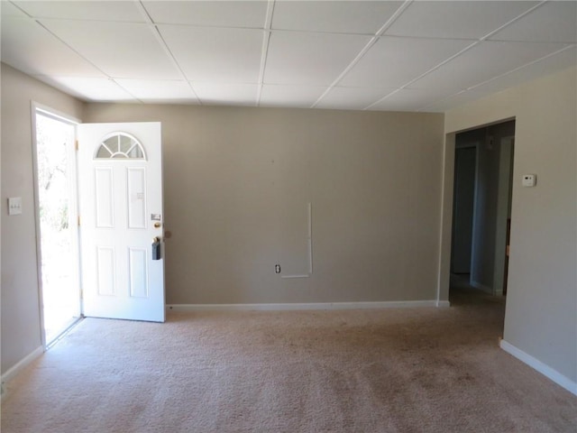 21 Daisytown Rd, W Pike Run Twp, PA 15427 - entrance foyer with a paneled ceiling, carpet flooring, and baseboards