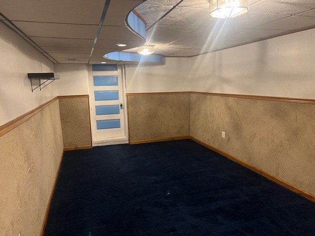 1320 High, Jefferson Hills, PA 15025 - finished basement with dark carpet, baseboards, and a textured wall