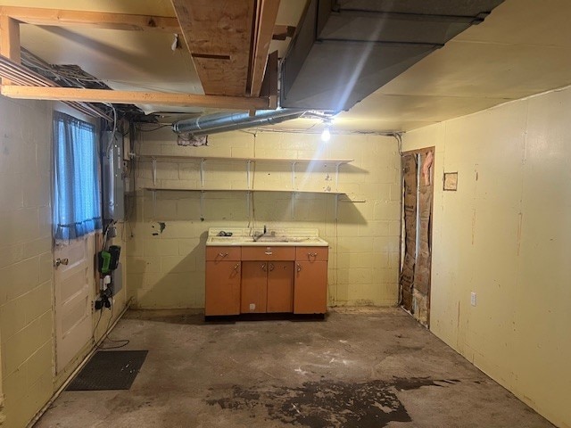 1320 High, Jefferson Hills, PA 15025 - unfinished basement with water heater and concrete block wall