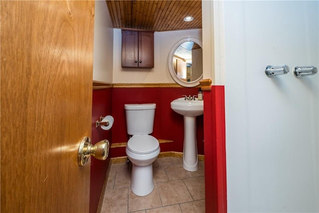 1320 High, Jefferson Hills, PA 15025 - half bath with tile patterned floors and wooden ceiling