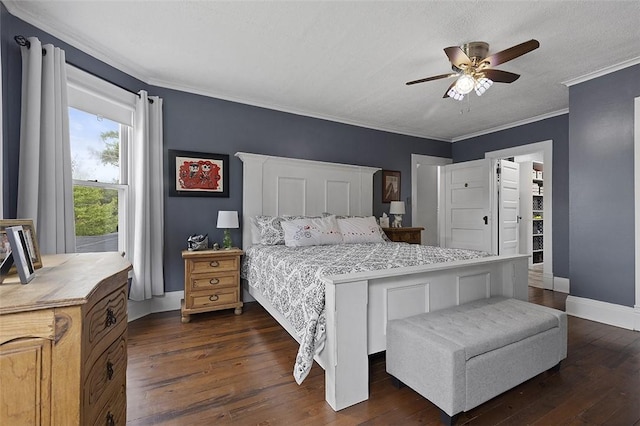 194 Beaver St, Beaver, PA 15009 - bedroom featuring dark wood finished floors, ornamental molding, baseboards, and a ceiling fan