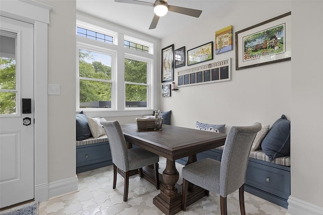194 Beaver St, Beaver, PA 15009 - dining space with ceiling fan and baseboards