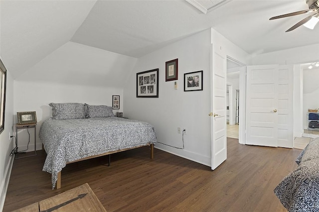 194 Beaver St, Beaver, PA 15009 - bedroom with wood finished floors, ceiling fan, lofted ceiling, and baseboards