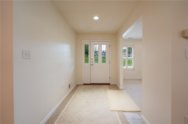 6055 Triple Crown Cir, Hempfield Twp Wml, PA 15601 - entryway featuring baseboards, light carpet, and recessed lighting