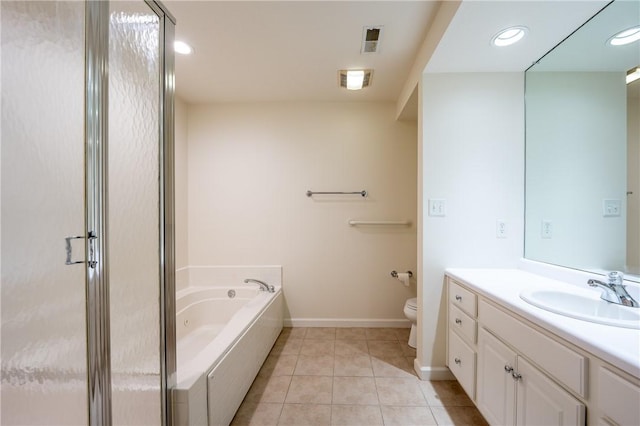 6055 Triple Crown Cir, Hempfield Twp Wml, PA 15601 - bathroom with vanity, a tub with jets, tile patterned flooring, toilet, and baseboards