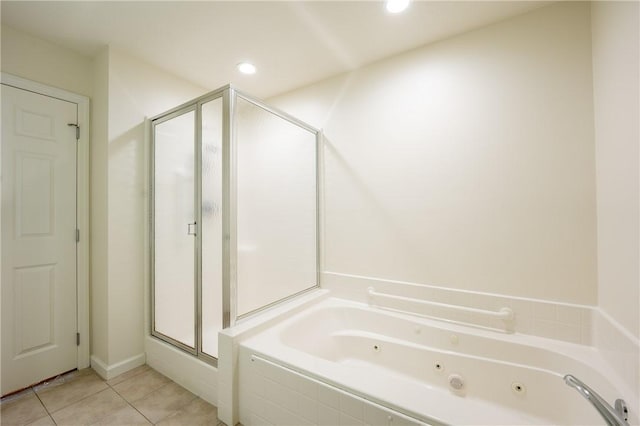 6055 Triple Crown Cir, Hempfield Twp Wml, PA 15601 - full bathroom with a stall shower, a jetted tub, tile patterned floors, and recessed lighting