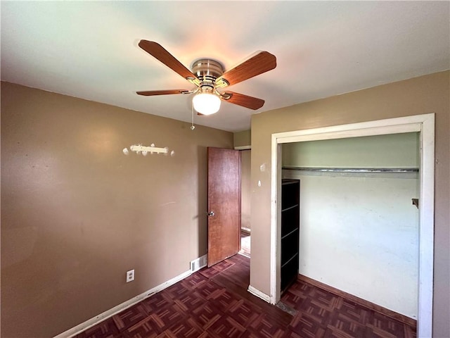 3406 New Castle, West Middlesex Boro, PA 16159 - unfurnished bedroom with baseboards, a closet, and ceiling fan