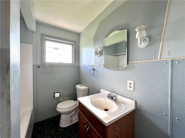3406 New Castle, West Middlesex Boro, PA 16159 - bathroom with vanity, toilet, and tile patterned flooring