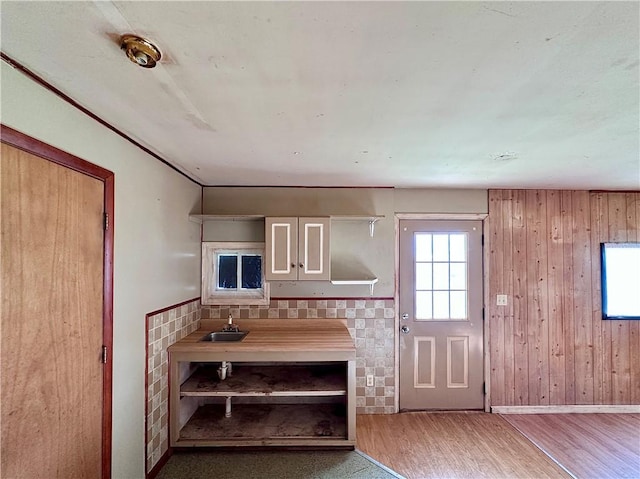 3406 New Castle, West Middlesex Boro, PA 16159 - kitchen featuring wood finished floors and wooden walls