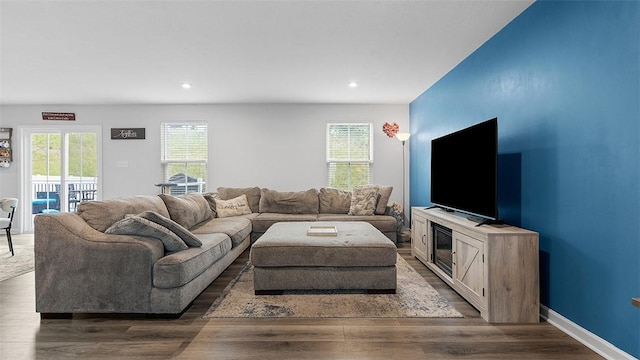 420 Fosse Ct, Harmony Boro But, PA 16037 - living room with recessed lighting, wood finished floors, and baseboards