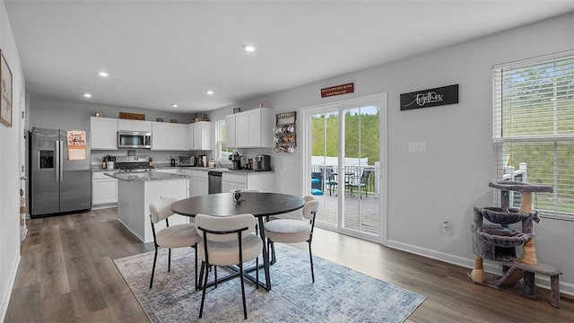420 Fosse Ct, Harmony Boro But, PA 16037 - dining area featuring healthy amount of natural light, recessed lighting, wood finished floors, and baseboards