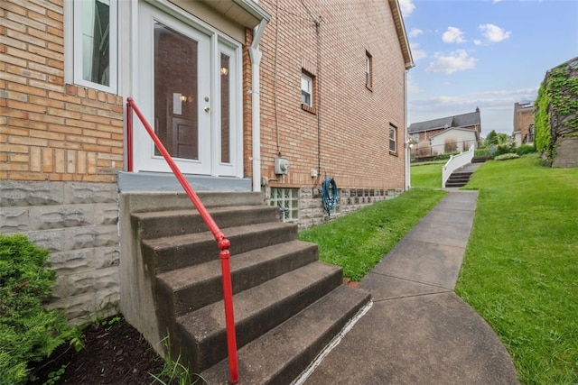 191 Clearview, West View, PA 15229 - property entrance featuring brick siding and a lawn
