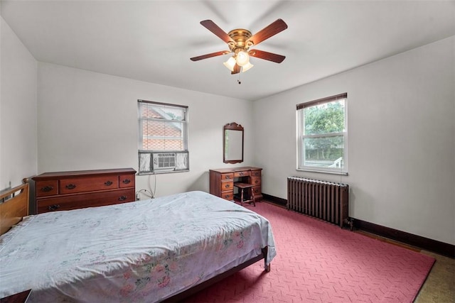191 Clearview, West View, PA 15229 - bedroom featuring radiator heating unit, carpet, baseboards, and a ceiling fan