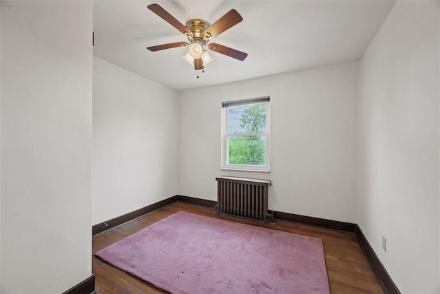 191 Clearview, West View, PA 15229 - unfurnished room featuring radiator, baseboards, wood finished floors, and ceiling fan