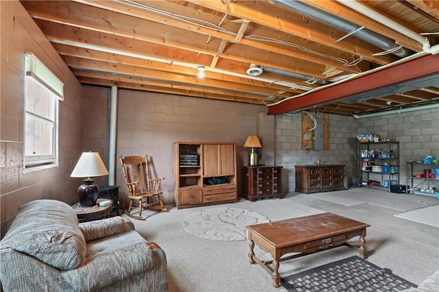 763 Chapel Rd, Center Twp Bea, PA 15001 - living area with concrete block wall
