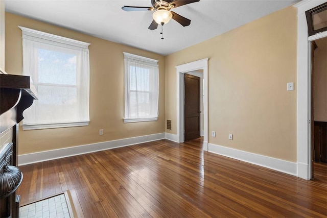 2938 Voelkel Ave, Dormont, PA 15216 - unfurnished living room featuring ceiling fan, hardwood / wood-style flooring, and baseboards