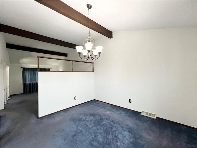 4130 James Dr, Lower Burrell, PA 15068 - spare room with a chandelier, dark carpet, and baseboards