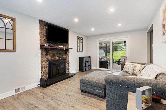 5268 Fieldcrest Dr, Whitehall, PA 15236 - living room featuring wood finished floors, a fireplace, recessed lighting, and baseboards