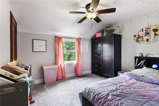 5268 Fieldcrest Dr, Whitehall, PA 15236 - bedroom featuring vaulted ceiling, light carpet, baseboards, and a ceiling fan