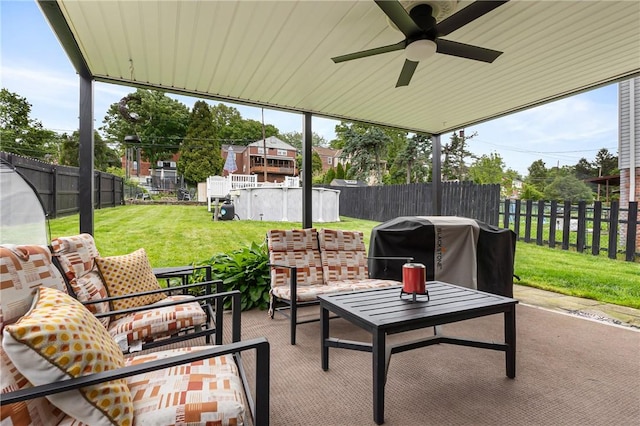 5268 Fieldcrest Dr, Whitehall, PA 15236 - view of patio / terrace featuring ceiling fan, grilling area, and an outdoor living space